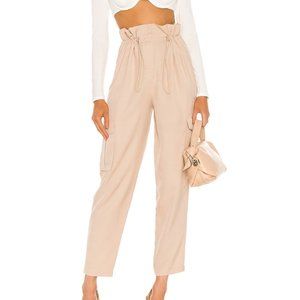 h:ours Revolve Paperbag Cargo Pant Champange Tan Sz XS